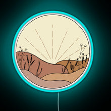 Load image into Gallery viewer, Minimal Sunset with Wildflowers RGB neon sign lightblue