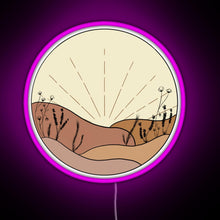 Load image into Gallery viewer, Minimal Sunset with Wildflowers RGB neon sign  pink