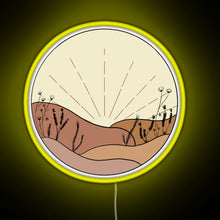 Load image into Gallery viewer, Minimal Sunset with Wildflowers RGB neon sign yellow