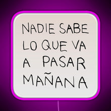 Load image into Gallery viewer, Nadie Sabe Lo Que Va A Pasar Manana RGB neon sign  pink