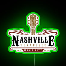 Load image into Gallery viewer, Nashville Tennessee Music City USA America Gift RGB neon sign green