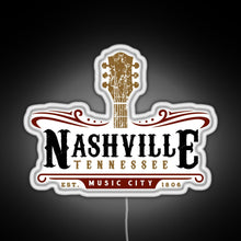 Load image into Gallery viewer, Nashville Tennessee Music City USA America Gift RGB neon sign white
