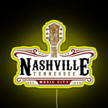 Load image into Gallery viewer, Nashville Tennessee Music City USA America Gift RGB neon sign yellow