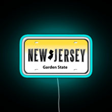 Load image into Gallery viewer, New Jersey License Plate RGB neon sign lightblue