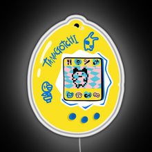 Load image into Gallery viewer, Original Tamagotchi Yellow with Blue RGB neon sign white