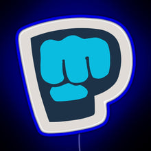 Load image into Gallery viewer, Pewdiepie Brofist Logo RGB neon sign blue