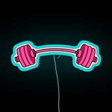 Load image into Gallery viewer, pink curved barbell RGB neon sign lightblue