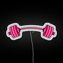 Load image into Gallery viewer, pink curved barbell RGB neon sign white