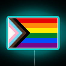Load image into Gallery viewer, Progress Pride Flag RGB neon sign lightblue