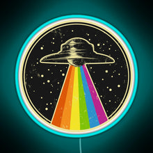Load image into Gallery viewer, Queer UFO Rainbow UFO Alien Abduction Queer LGBT Gay Pride RGB neon sign lightblue