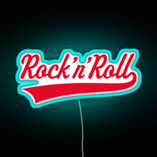 Load image into Gallery viewer, Rock n Roll Red RGB neon sign lightblue