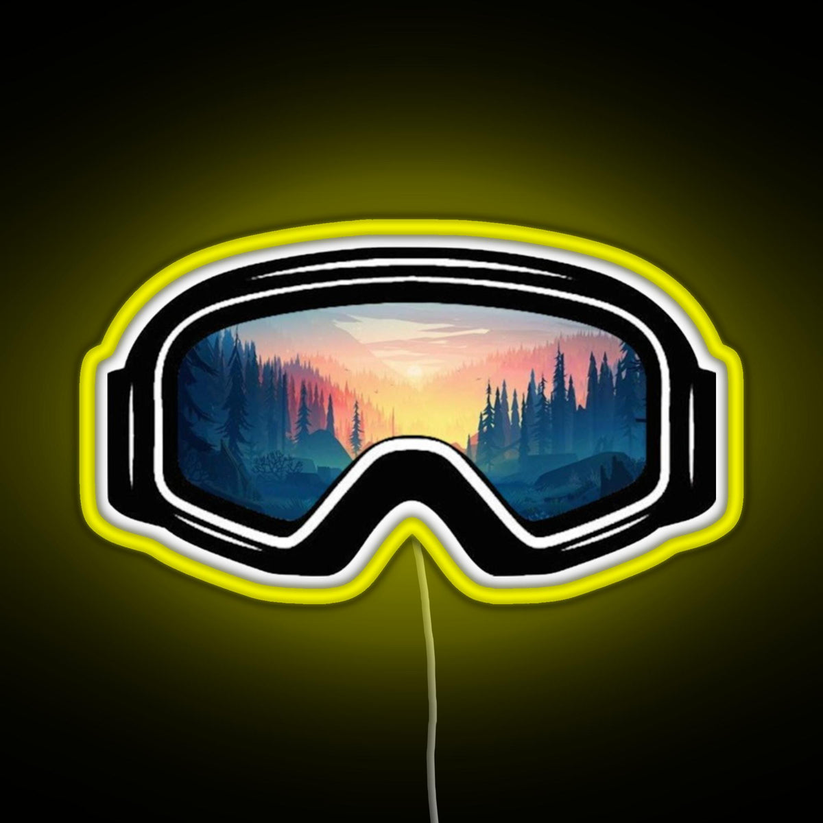 ski goggles neon Ski Goggles Trees in the Sunset Design RGB neon sign