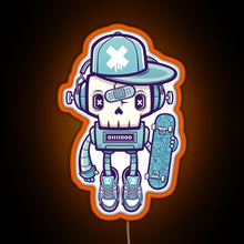 Load image into Gallery viewer, Skull Bot RGB neon sign orange
