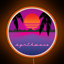 Load image into Gallery viewer, Synthwave Sunset RGB neon sign orange