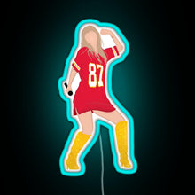 Load image into Gallery viewer, Taylor Swift x Travis Kelce Jersey RGB neon sign lightblue
