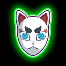 Load image into Gallery viewer, Tomioka neon light Giyu Kitsune Mask