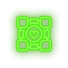 Load image into Gallery viewer, green video game logo companion cube led neon factory