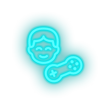 Load image into Gallery viewer, ice_blue video game person face human controller led neon factory
