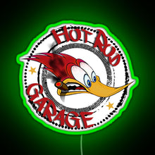Load image into Gallery viewer, Woodys Hot Rod Garage RGB neon sign green