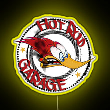 Load image into Gallery viewer, Woodys Hot Rod Garage RGB neon sign yellow