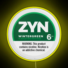 Load image into Gallery viewer, Zyn Wintergreen 6mg RGB neon sign yellow
