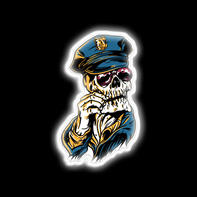 Skeleton Police Officer   Halloween 2020 Illustration neon sign USD165