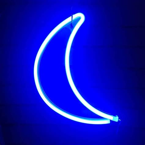 Neon blue moon light