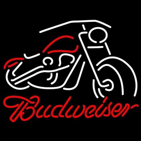 Budweiser motorcycle neon sign