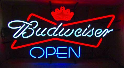 Budweiser open neon sign