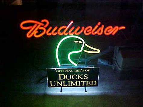 Budweiser ducks unlimited neon sign