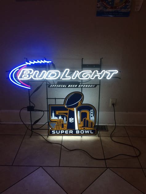 Bud light super bowl 50 neon sign