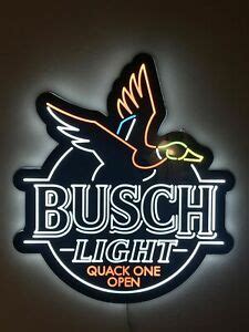 Busch light neon sign quack one open