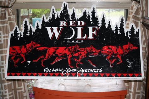 Red wolf beer sign