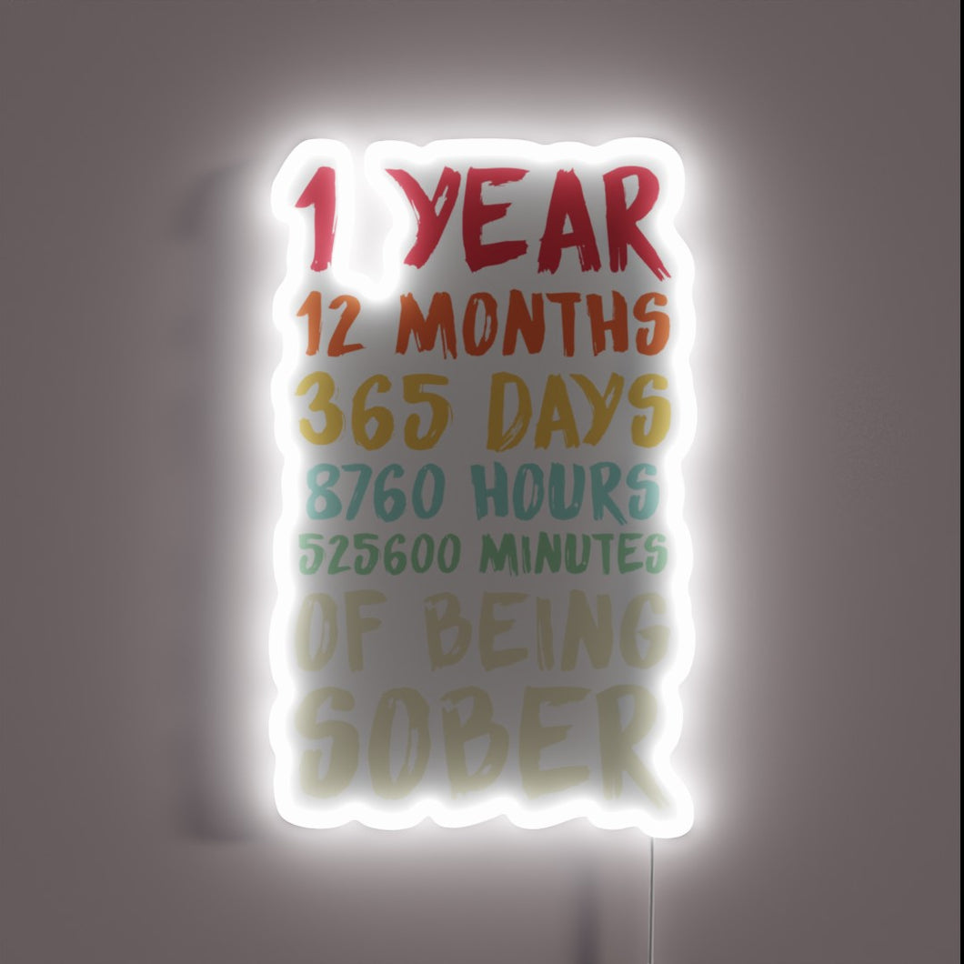 Recovery Milestone Celebration One Year Sobriety Achieved Neon Light Sign