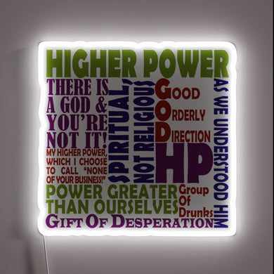 Recovery and Guidance through Higher Power via Vibrant Neon Slogans
