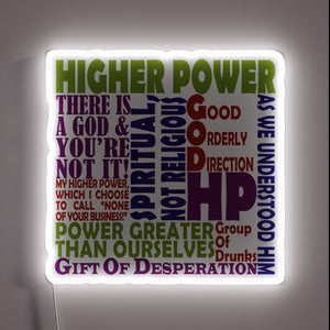 Recovery and Guidance through Higher Power via Vibrant Neon Slogans