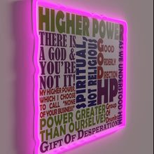 Load image into Gallery viewer, Higher Power Recovery Motivation in 12 Steps with Vibrant Neon Letters