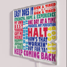 Load image into Gallery viewer, Recovery Inspiration Neon Sign with 12 Step Program Motivational Slogans