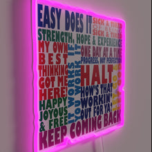 Load image into Gallery viewer, Neon light inspires hope in 12 step recovery journey progress.