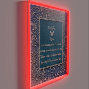 Neon encouragement with spiritual guidance for recovery and self reflection.