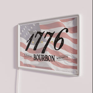 Vibrant 1776 Bourbon brand logo in full color LED glow