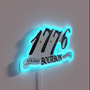 Vintage Inspired 1776 Bourbon Logo Illuminated Neon Bar Sign Decoration.
