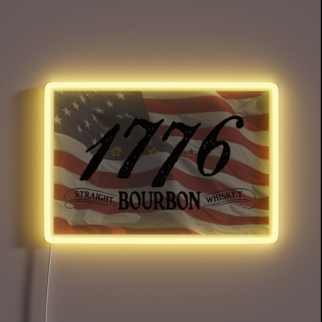 Vibrant RGB Neon Sign Featuring the Iconic 1776 Bourbon Logo
