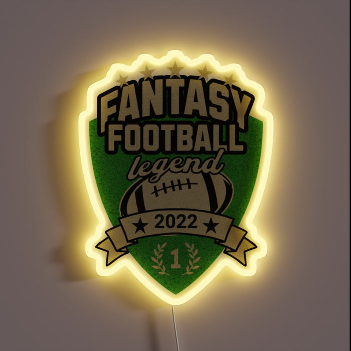 Neon Championship Sign: 2022 Fantasy Football Legend Champion Illuminated Banner Decoration.