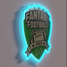 Load image into Gallery viewer, Neon fantasy football championship winner display for the ultimate fan room.