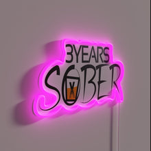 Load image into Gallery viewer, Three years of sobriety celebrated with vibrant colorful neon sign