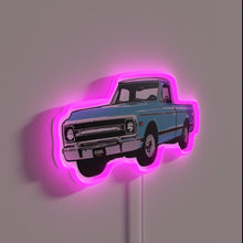Load image into Gallery viewer, Vintage 1969-1970 Chevy Truck Retro Light Blue Neon Sign