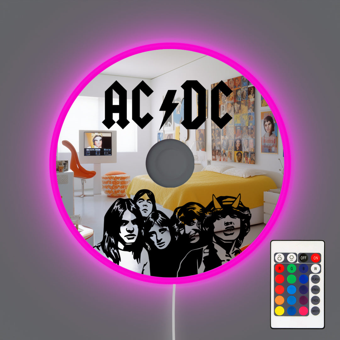Cd R File For Led Mirror Acdc Disc Cd Wall Mirror With Rgb Led β Neon Factory