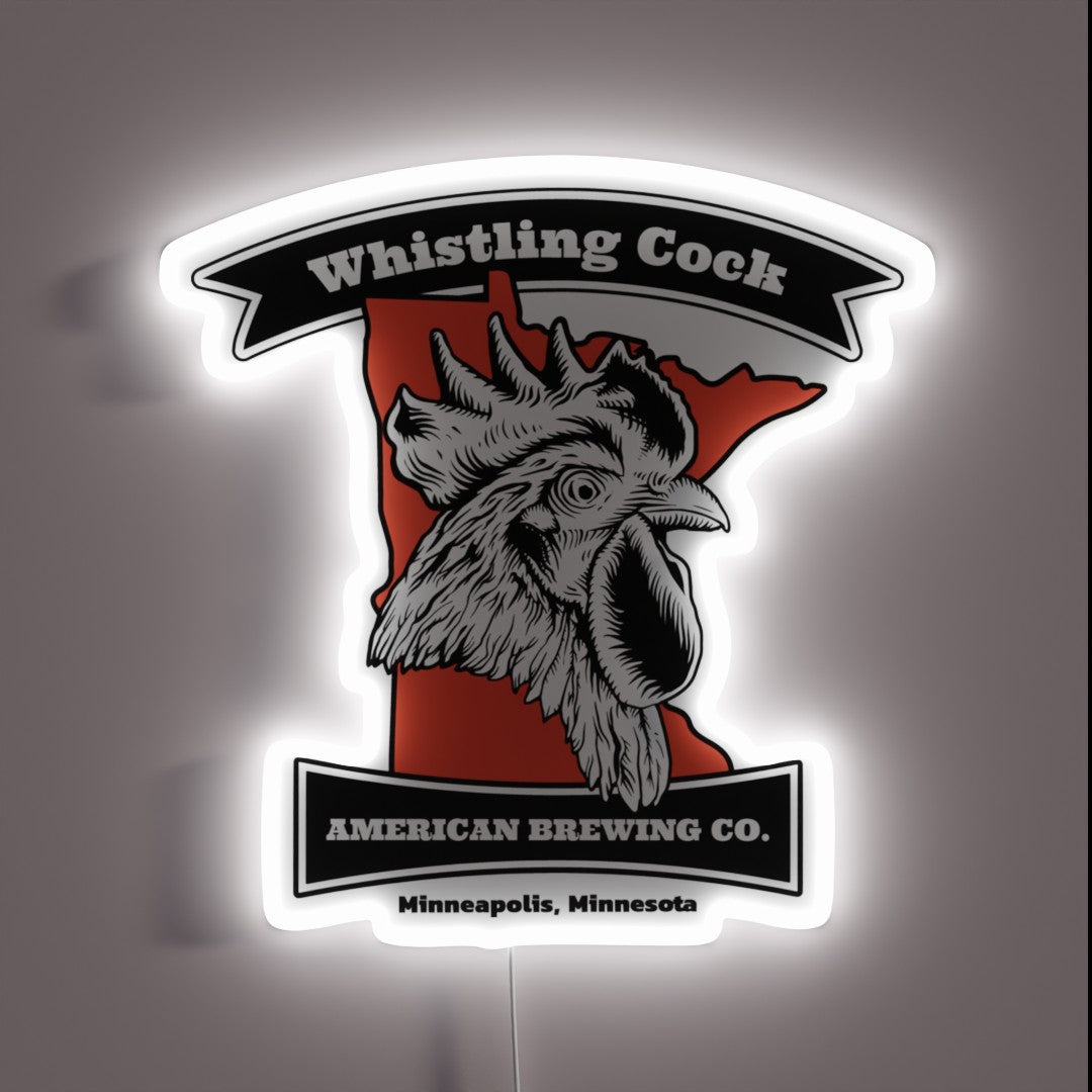 Whistling Cock American Brewing Co Minneapolis Mn Rgb Neon Sign