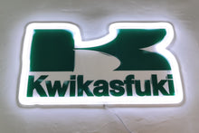 Load image into Gallery viewer, Kwifasfuki neon sign radiating with colorful lights, creating a dynamic and eye-catching display for a fun and playful atmosphere
